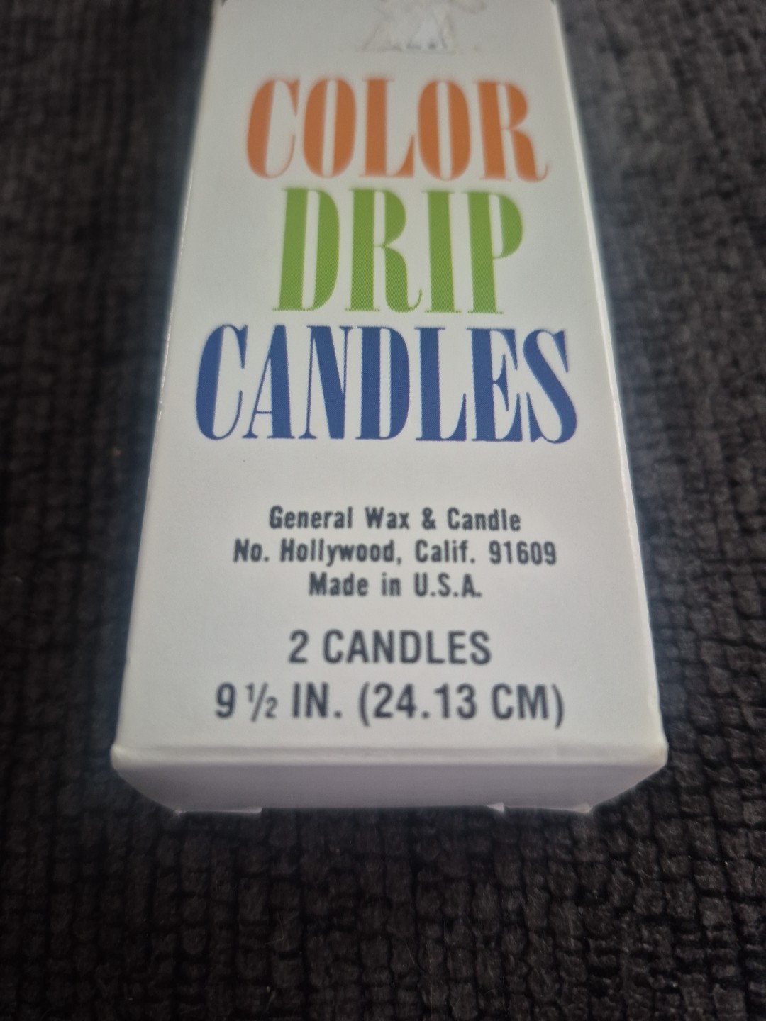 Color Drip Candles/ 9 1/2in Tall/ 1 Box(2pk) /NEW