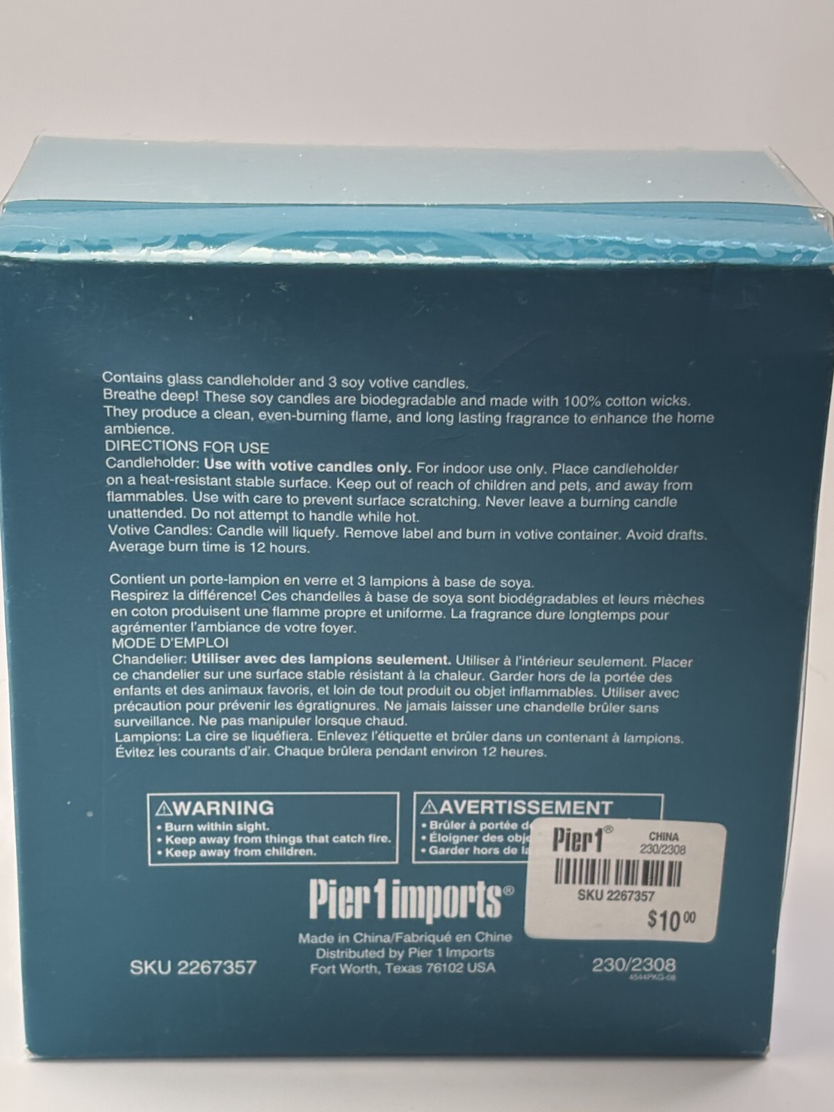 Pier 1 Imports OCEANS Scented Candle Set 3 Soy Votive Candles w/Holder Gift