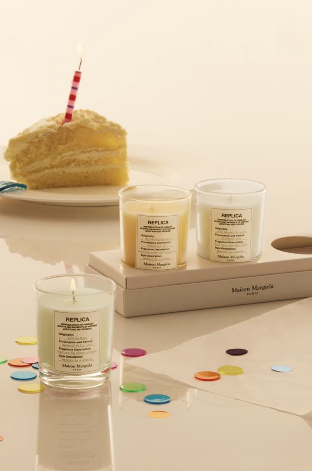 NEW / Maison Margiela Replica Scented Candal (2.46 oz Ea) & Matches Gift Box Set