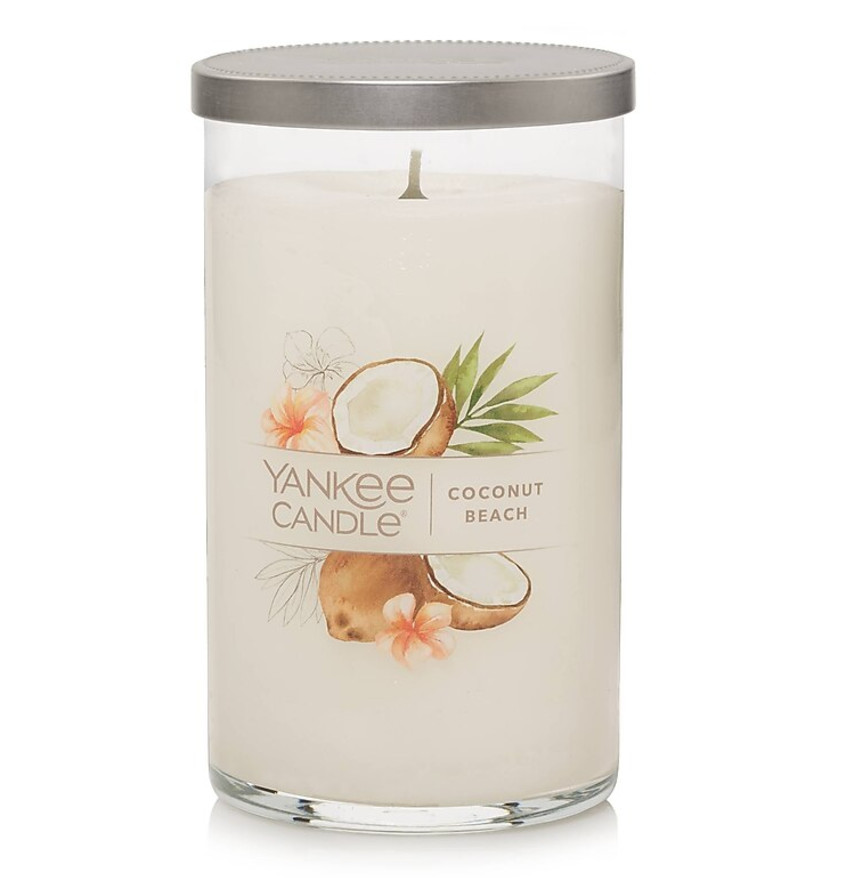 Yankee Candle Coconut Beach Pillar Candle 14.25oz – coconut, pineapple, vanilla