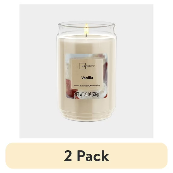Mainstays Vanilla Scented Large Jar Candle 20 Oz. – Pack of 2