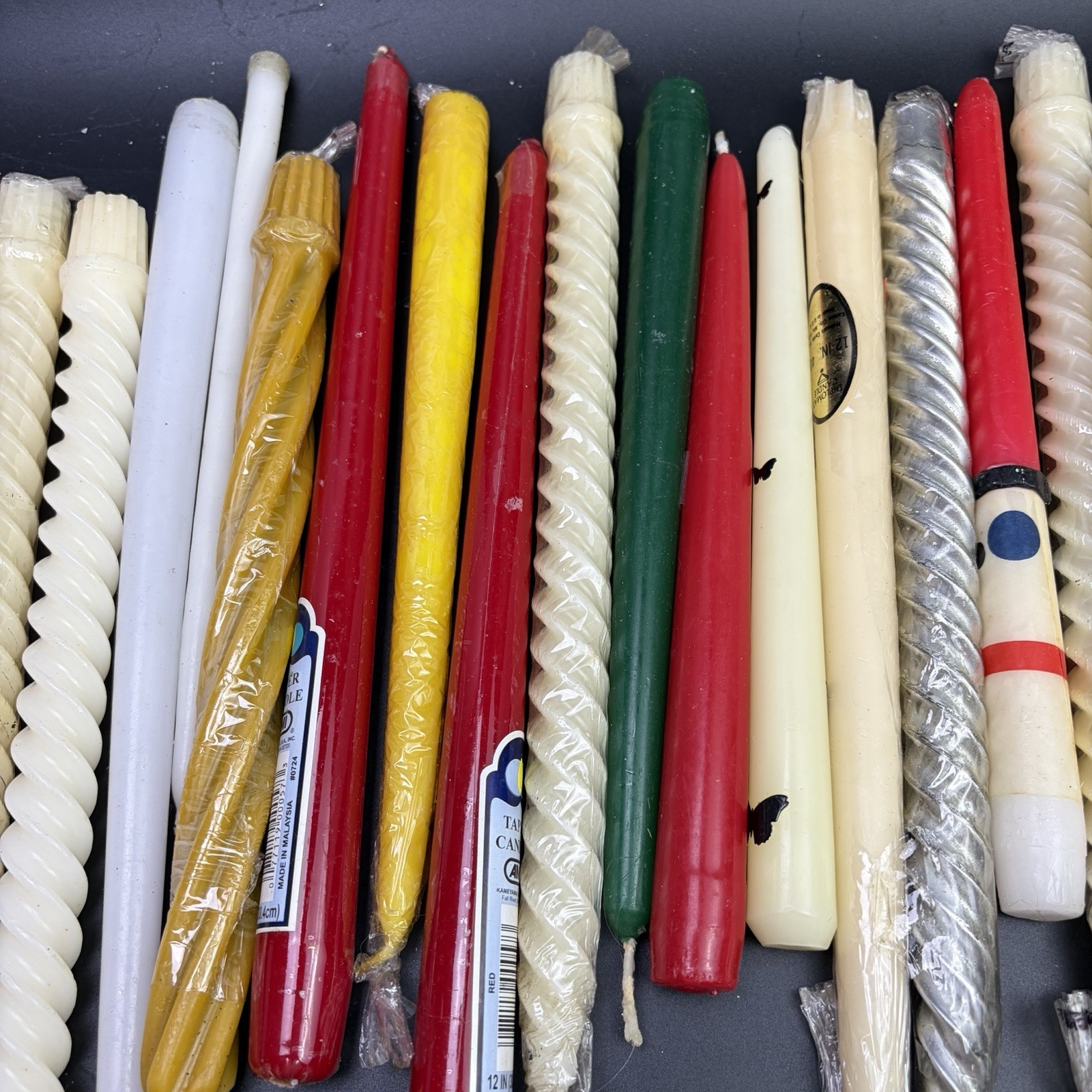 Mixed Lot of 42 Taper Candles Including Simon Red White Green Christmas