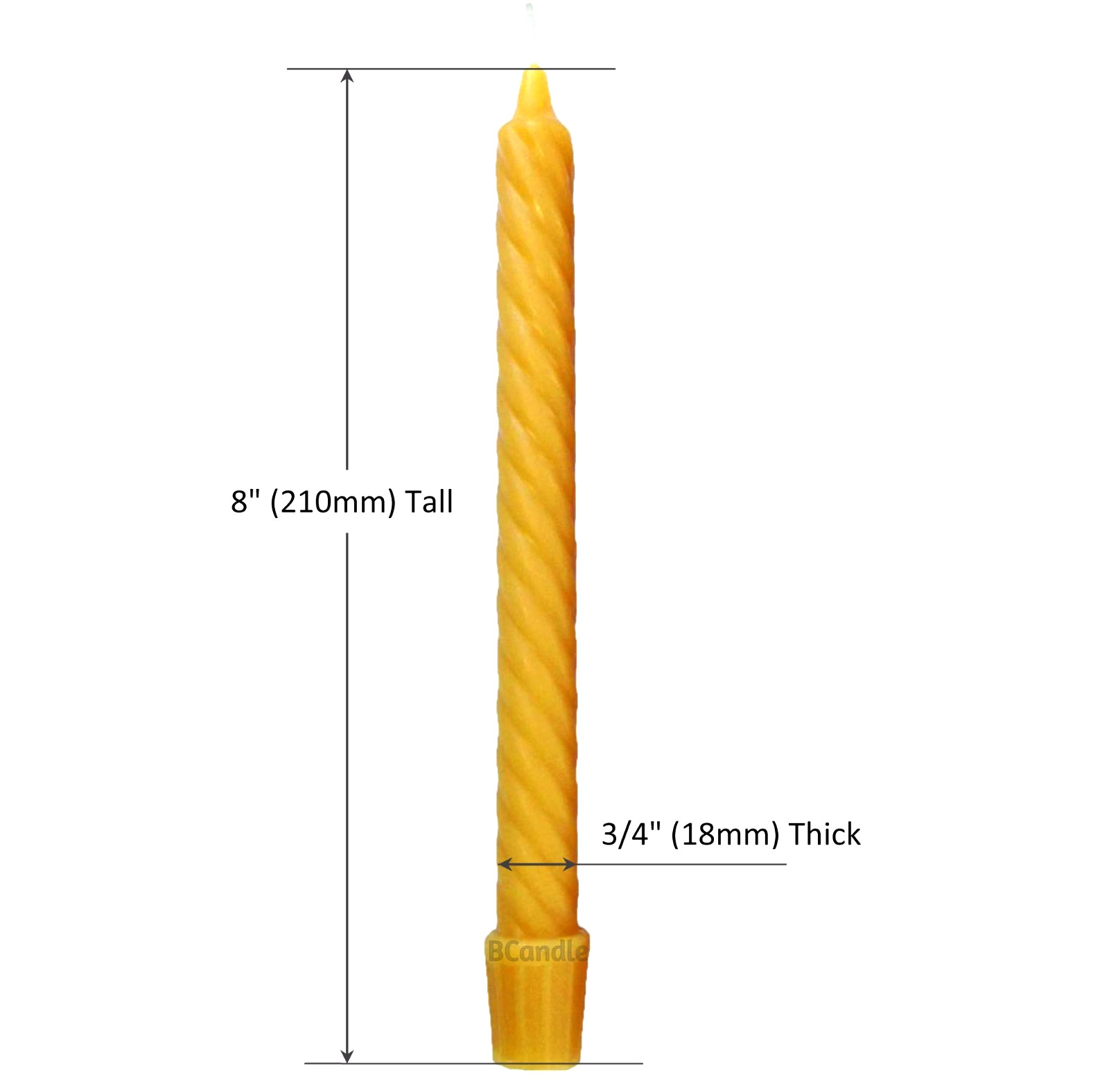 100% Beeswax Spiral Twist Taper Candles Organic – 8″ Tall, 3/4″ Thick