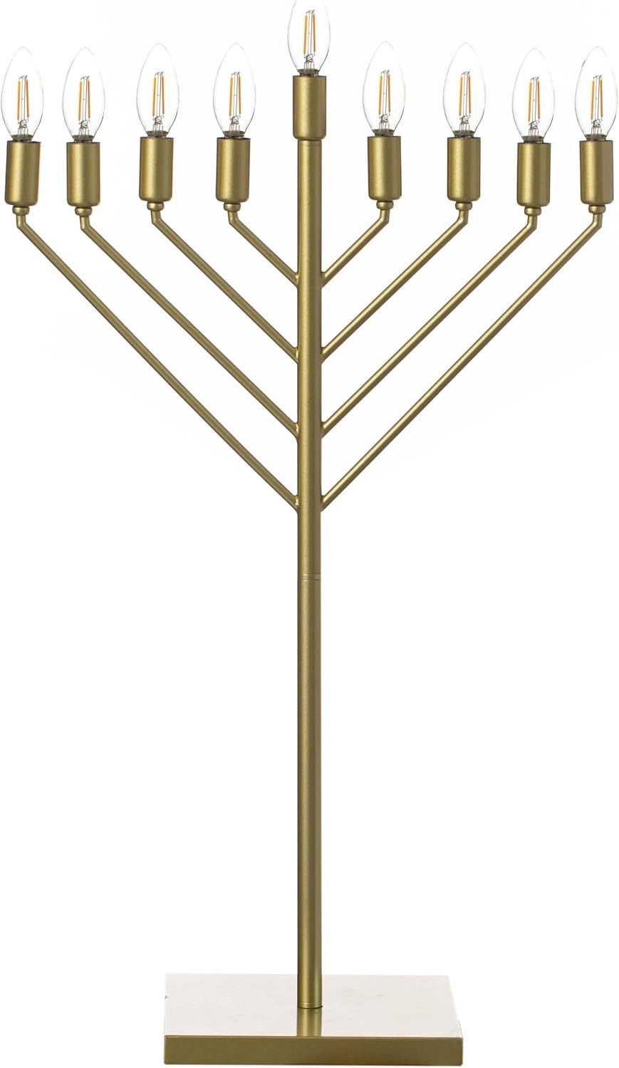 35″ Modern Gold 9 Branch Hanukkah Menorah Chabad Electric LED Flame Bulbs ✡