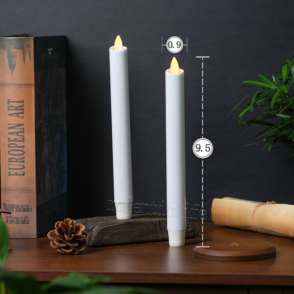 Luminara Flameless Battery Wax LED Taper Candles w/Moving Wick Remote White 9.5“