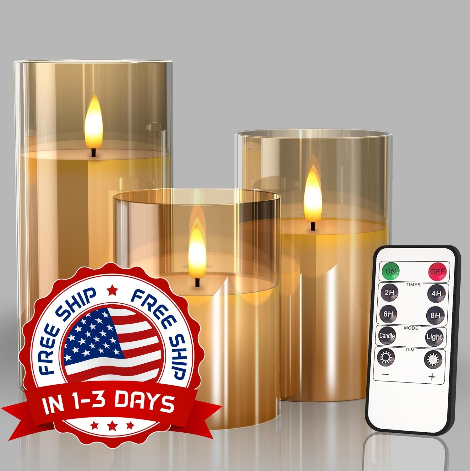 Velas De LED Papá Sin Llama De Cristal, Con Control Remoto Y Temporizador, Vela.