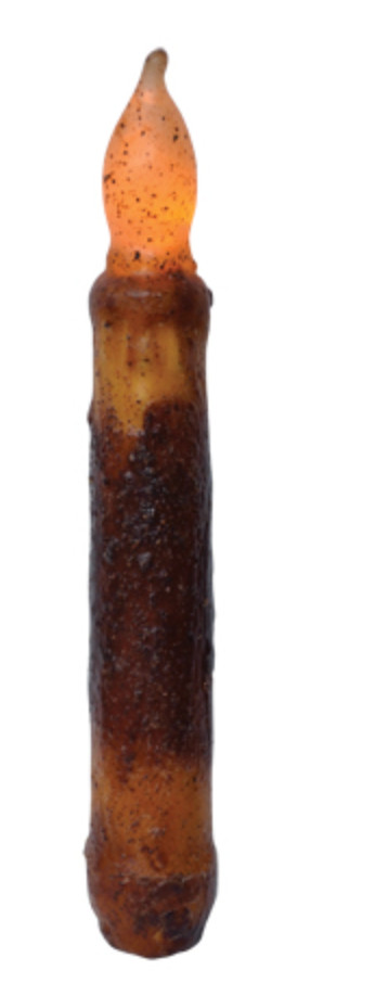 Burnt Mustard Timer Taper Candle, 4″ Primitive Taper Candle w/ Timer, Pack of 4