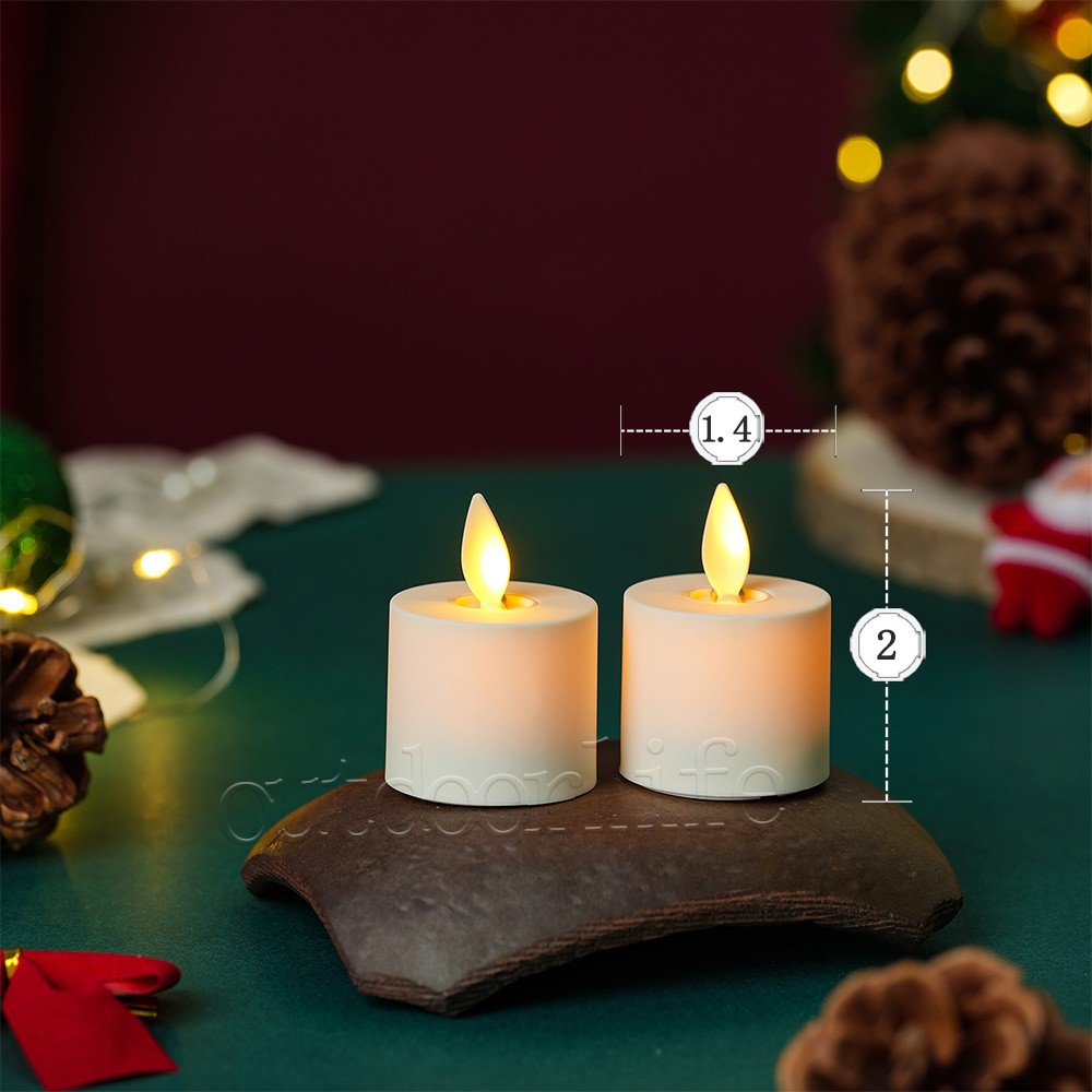 Set of 4 Luminara Moving Wick Flameless Tea Lights with Remote & Timer 1.4″ X 2″