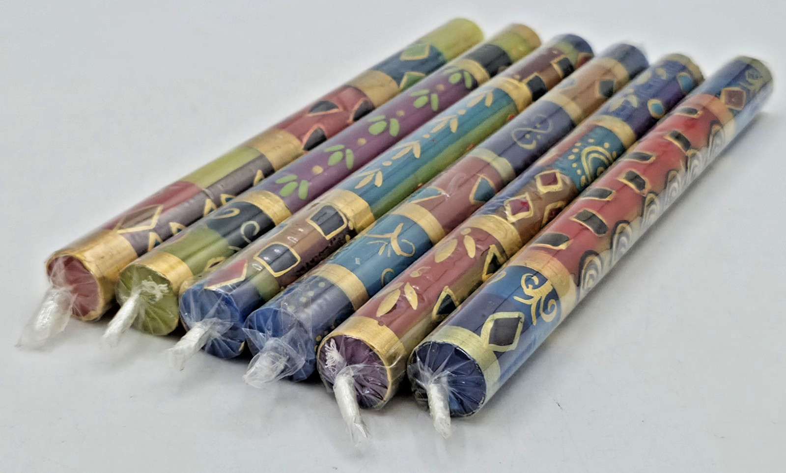 Petalura Hand Painted Candles from South Africa African⚡6 NEW IN BOX ⚡FREE SHIP⚡