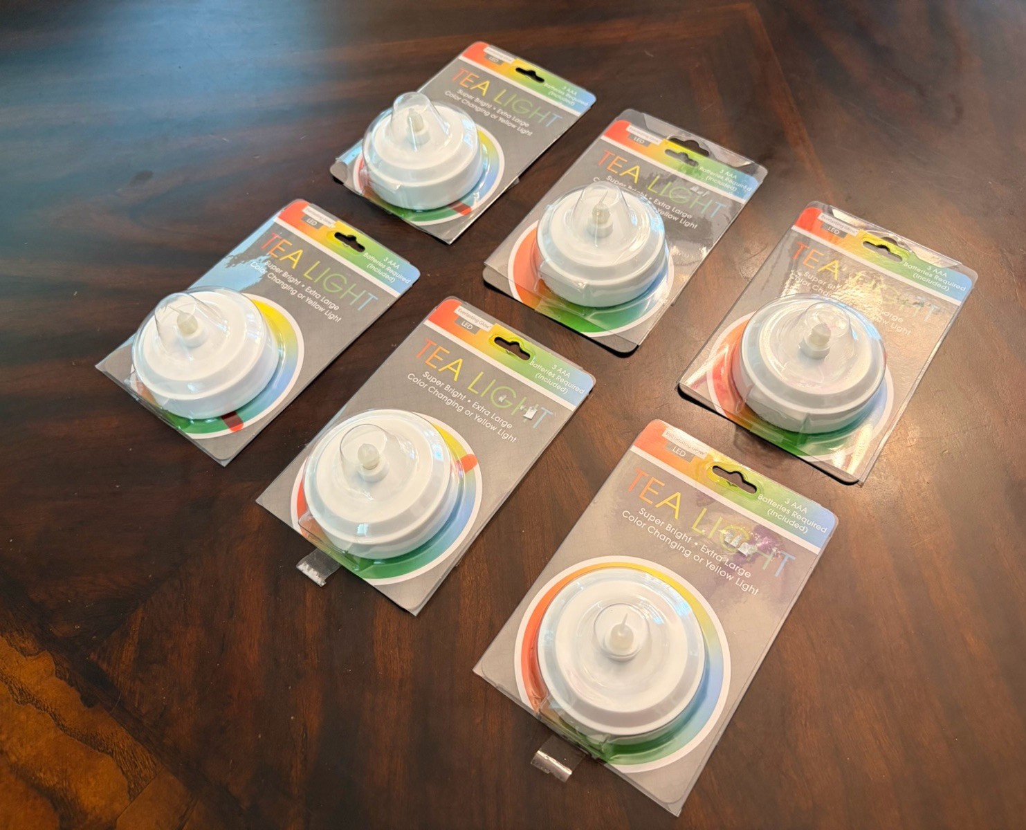 6 LED Tea Light Candles, Large, Yellow/Color Changing, 3 AAA Batteries Ea. Inc.