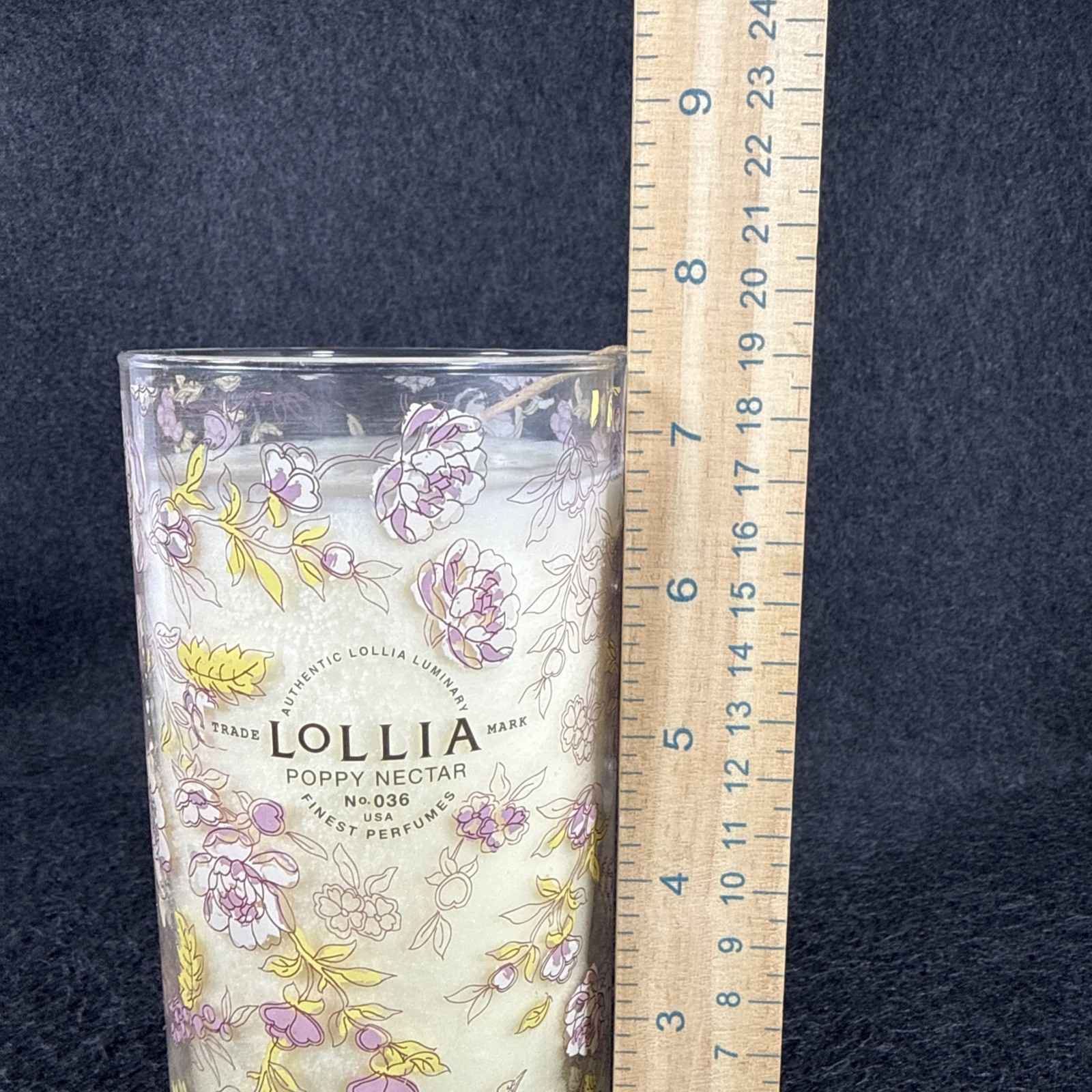 LoLLIA Poppy Nectar No. 036 Luminary Candle Fine Perfumes w/ Crystal NWOB 7.5”