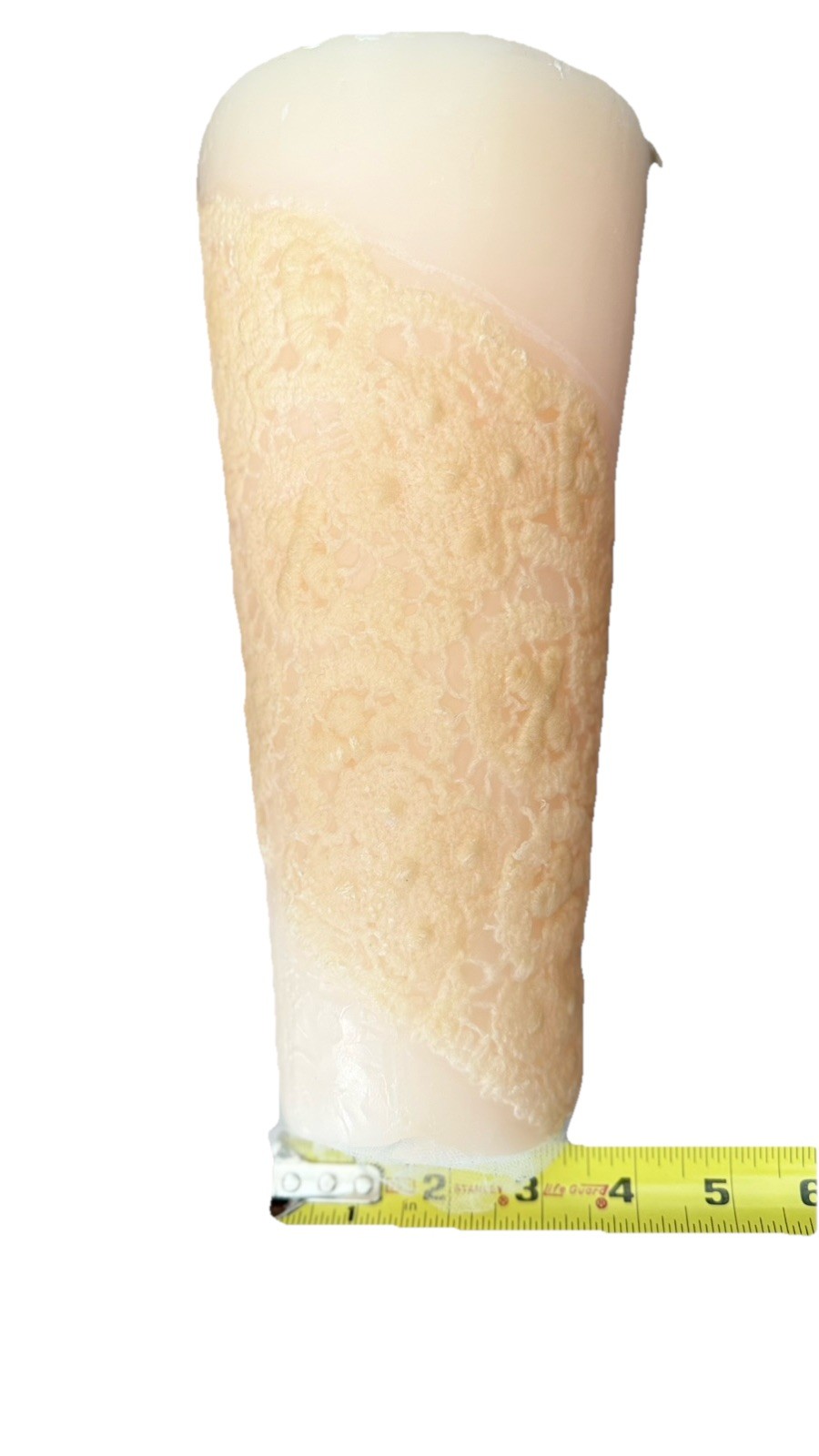 Arte Pura Handmade Italian Decorative Candle Lace Pillar- 11.5” Tall Ivory Cream