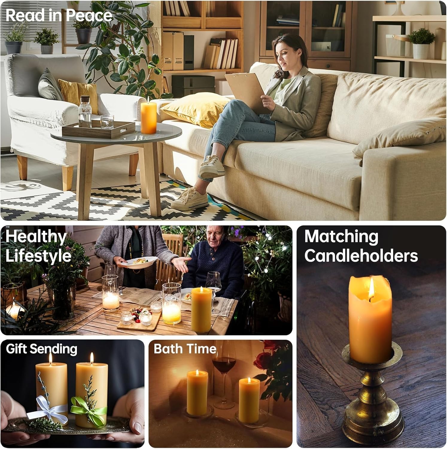Long-Lasting Organic Beeswax Pillar Candles (4-Pack)
