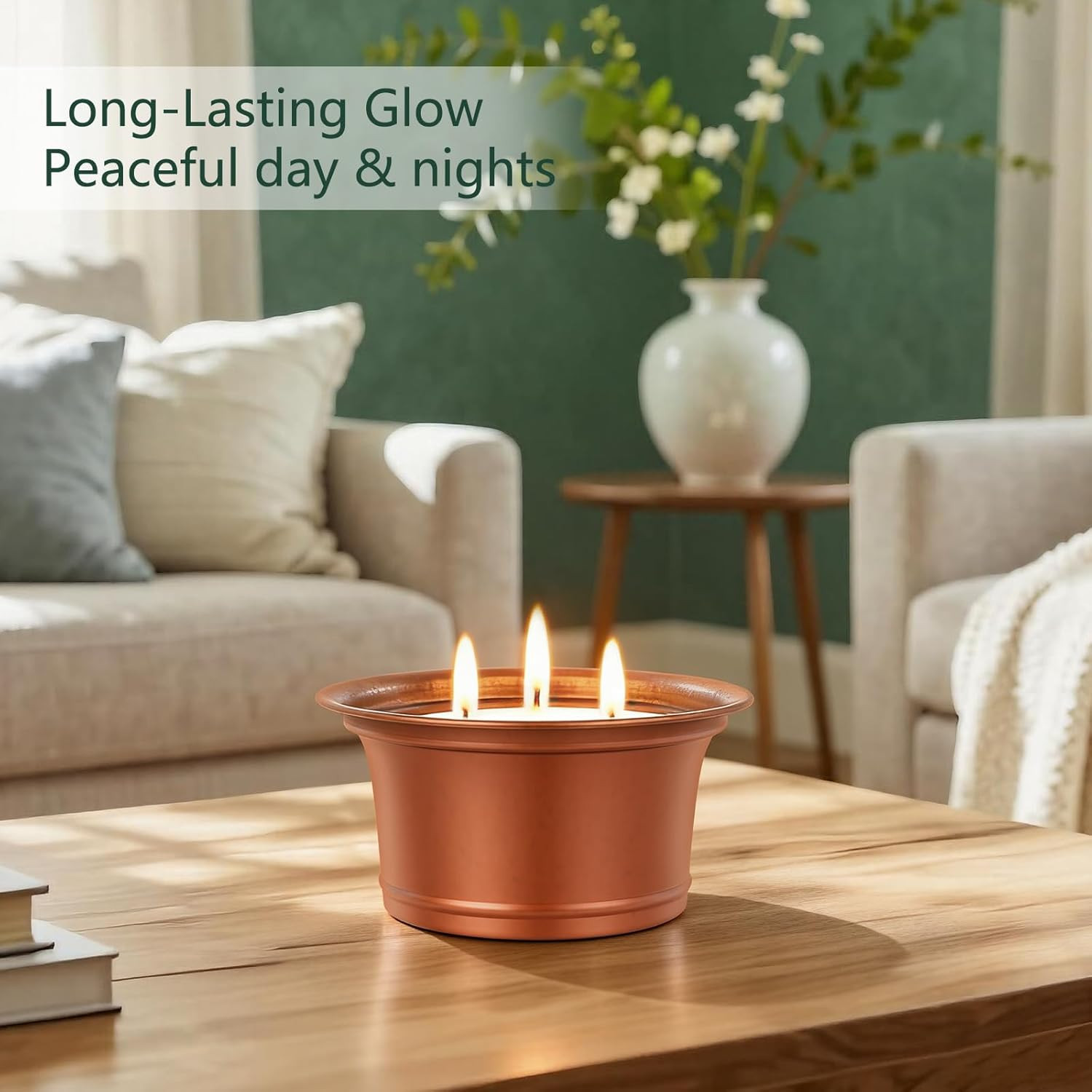 Citronella Candles Outdoor, 2 Pack Large Citronella Candles, Three Wick Lemongra