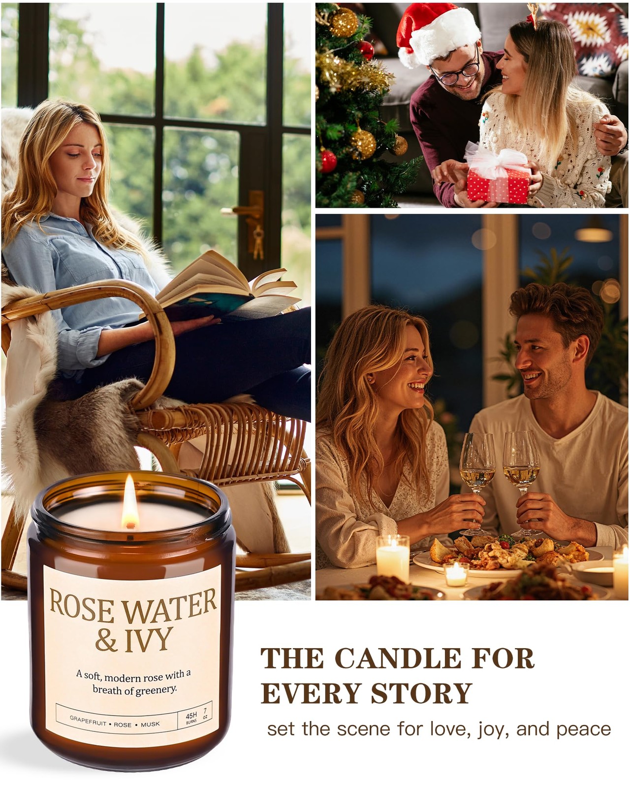 4 Pack Scented Candles for Women: 28oz Natural Soy Candles for Home Scented, Up