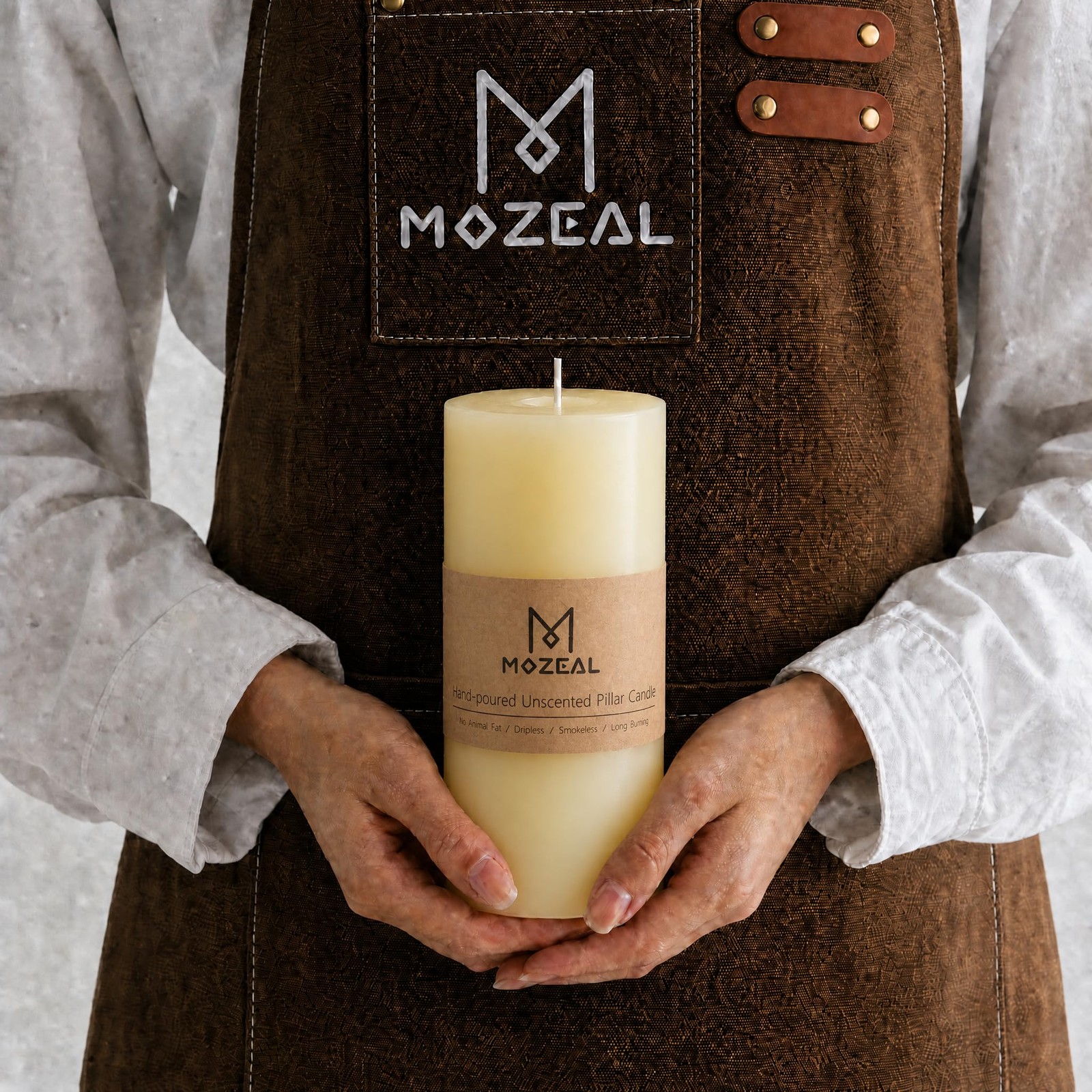 3″ x 4″ Hand-Poured Unscented Dripless Pillar Candle Set 3 Long Clean Burning