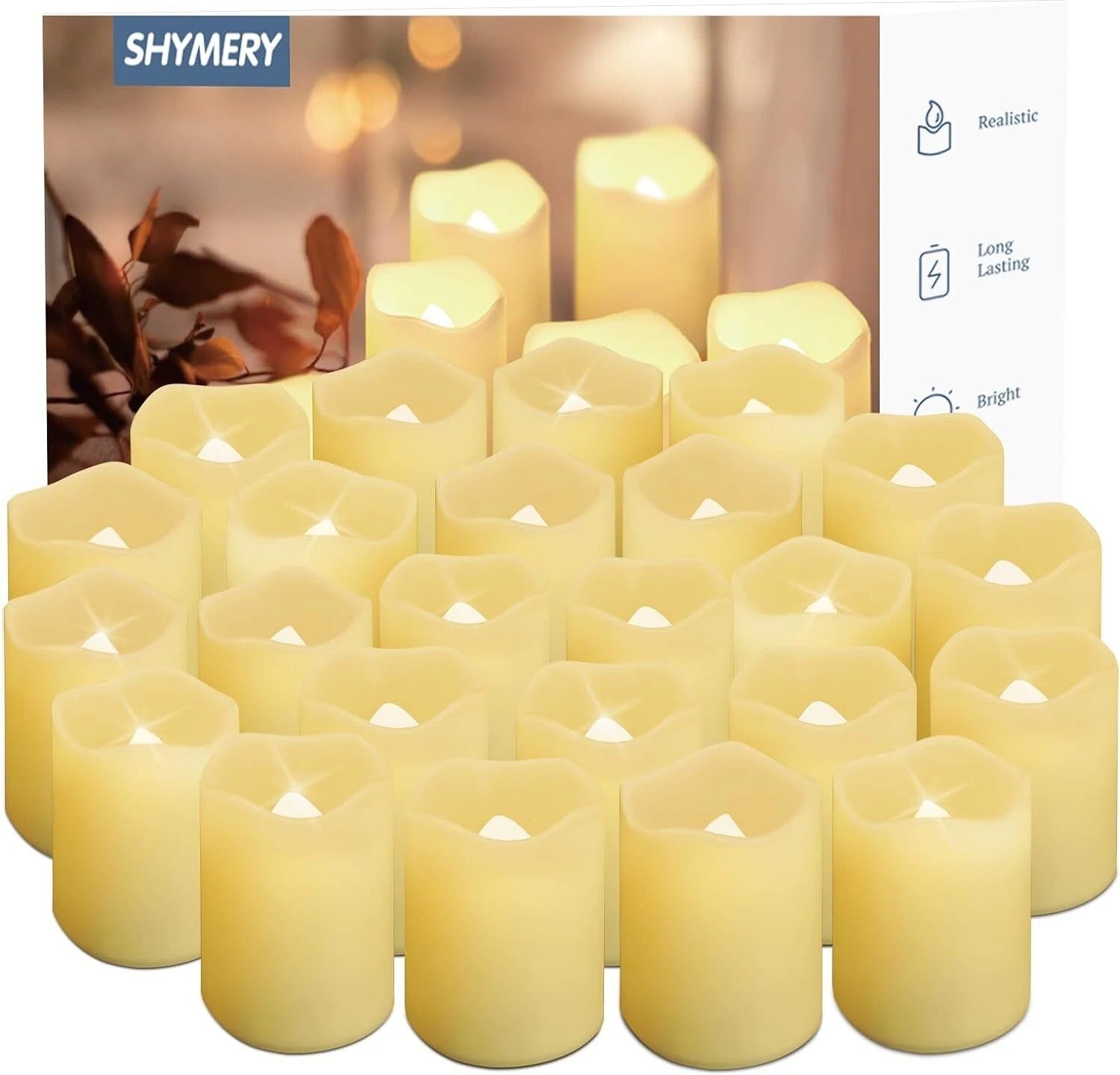 24pcs Flameless Votive Candles, Flameless Flickering Electric Fake Candle- 200hr