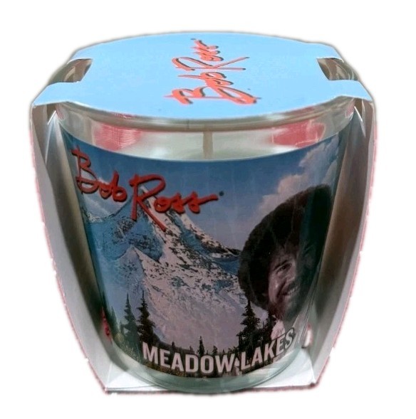 New Complete Set of 4 Bob Ross 3OZ Glass Single Wick Scented Candles Happy Trees