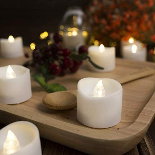 Flameless LED Candles For Outdoor Indoor Tea Candle Plastic Bright White Set 12