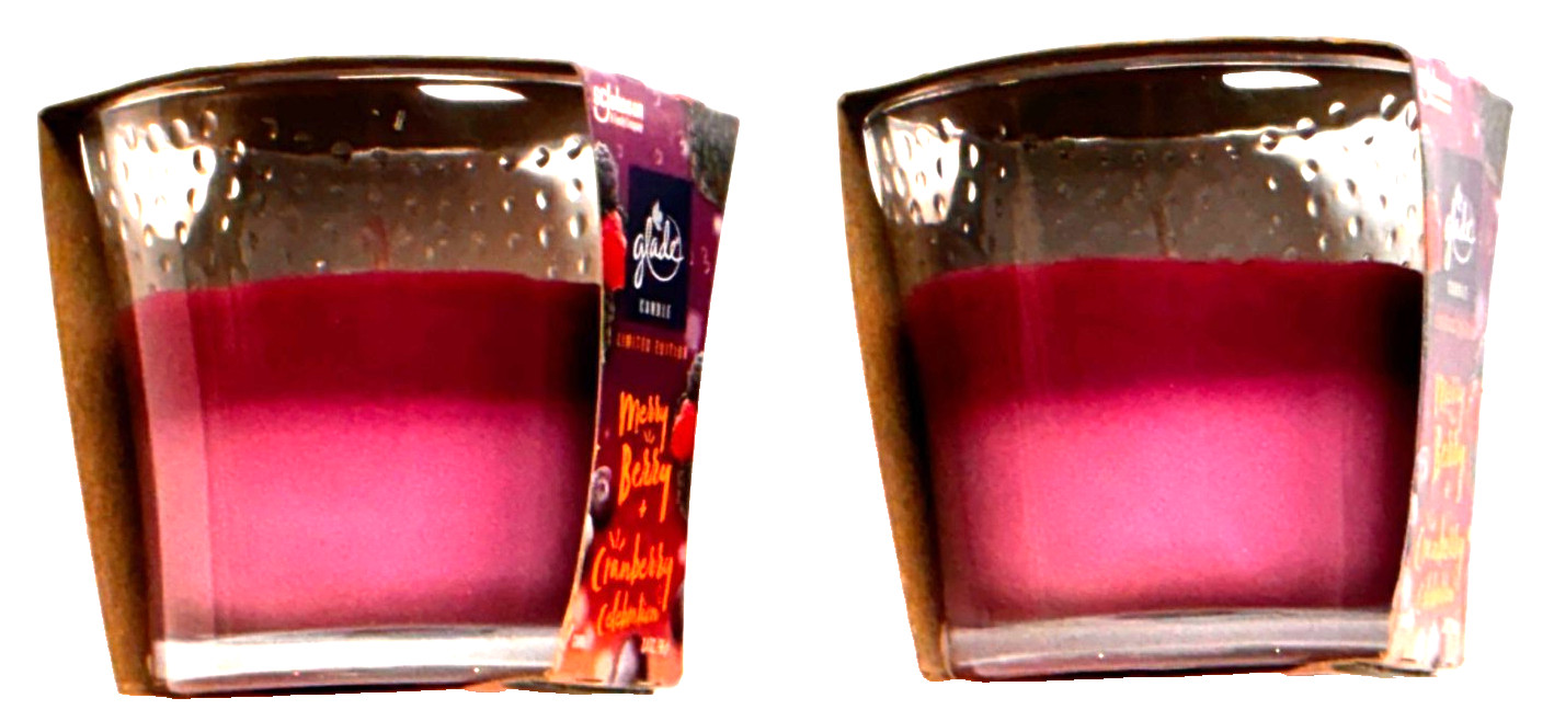 SET OF 2 Glade Limited Edition Candle Jar Merry Berry + Cranberry 3.4oz