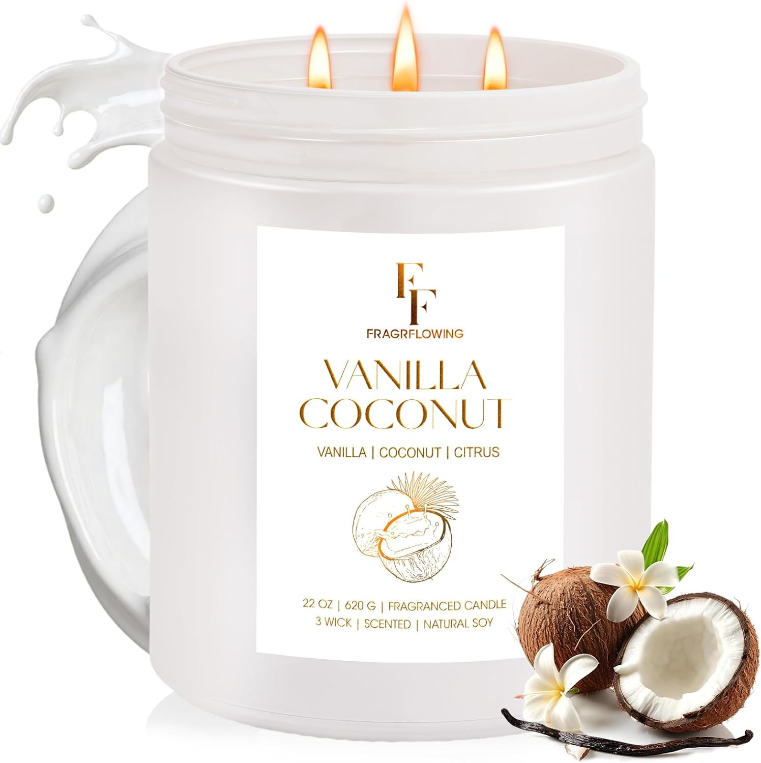 Large Scented Candle 22 oz 3 Wick Soy Wax Gift Candle Size Options