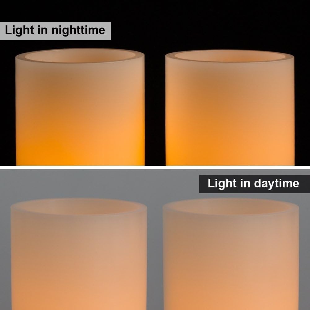 Amber Yellow Flickering Flameless Candles – Dimmable & Timer-Enabled Set of 2