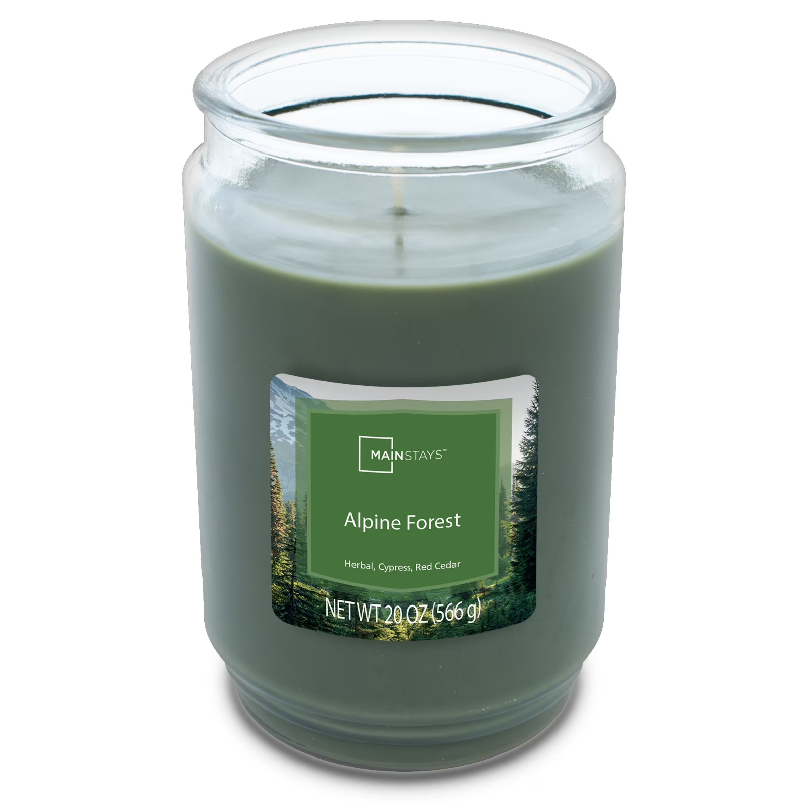 Mainstays Single-Wick scented Glass jar candle Alpine Forest 20oz…..