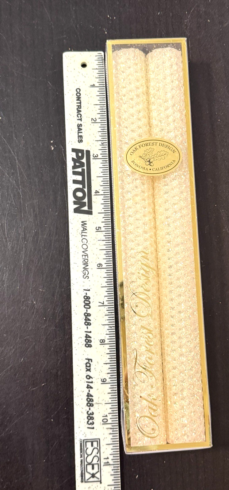 Oak Forest Gold Glitter Beeswax 10.25″ Taper Candles Handmade USA Wedding NEW