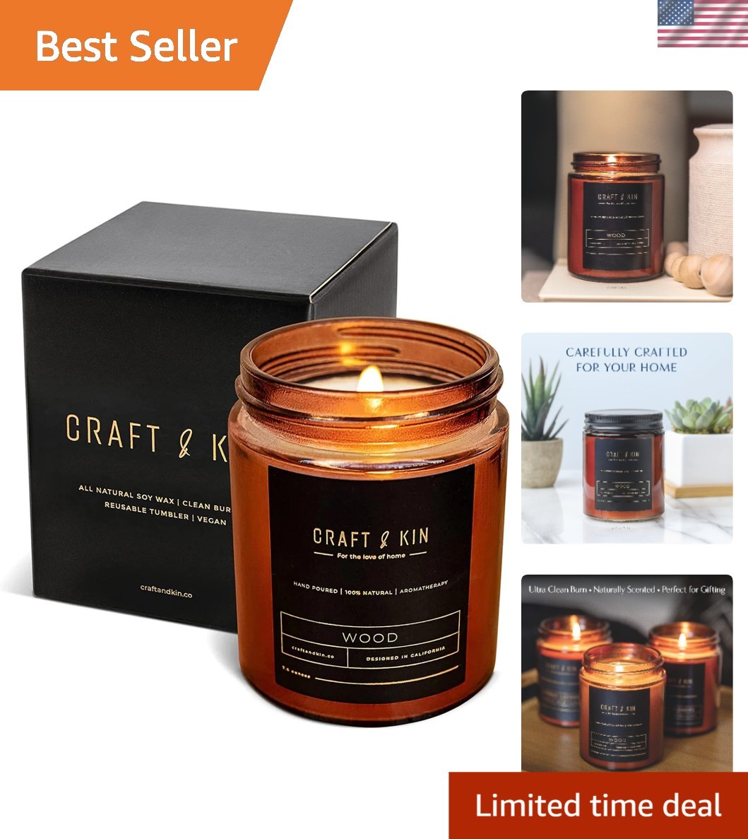 45-Hour Long Lasting Wood Scented Candle – Ideal Gift for Men’s Aromatherapy