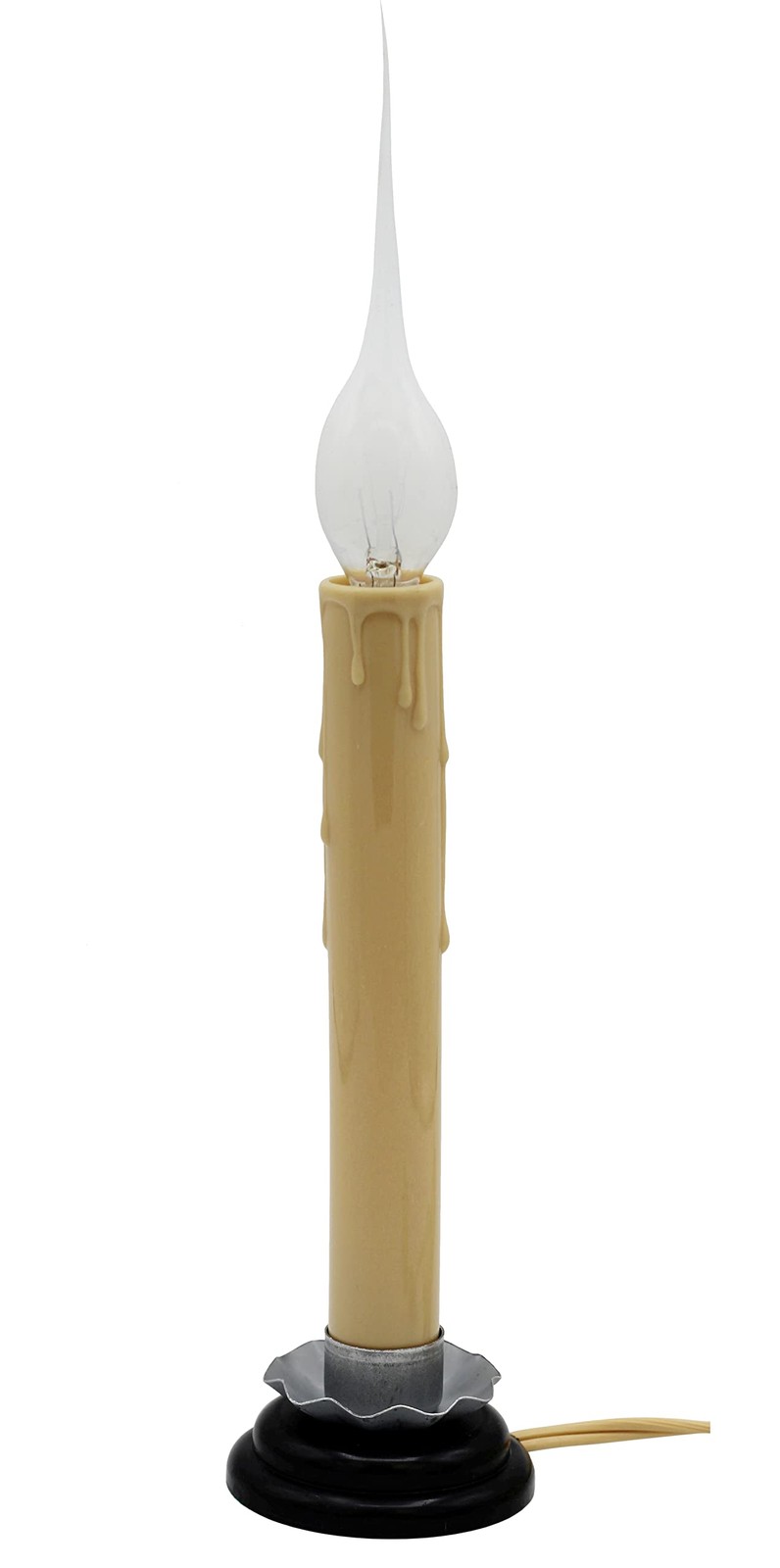 Creative Hobbies 7 Inch Electric Rustic Country Candle Lamp with On/Off Cream