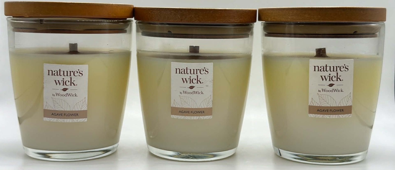 3PK Nature’s Wick by WoodWick Candle ~ Agave Flower ~ 10 OZ EACH ~ NEW