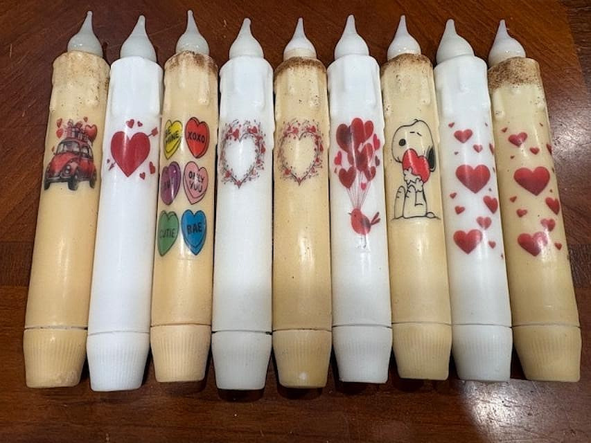 7″ Battery Operated Wax-dipped Imaged Taper Candle ~ 6 Hour LED Timer ~ 100 Imag