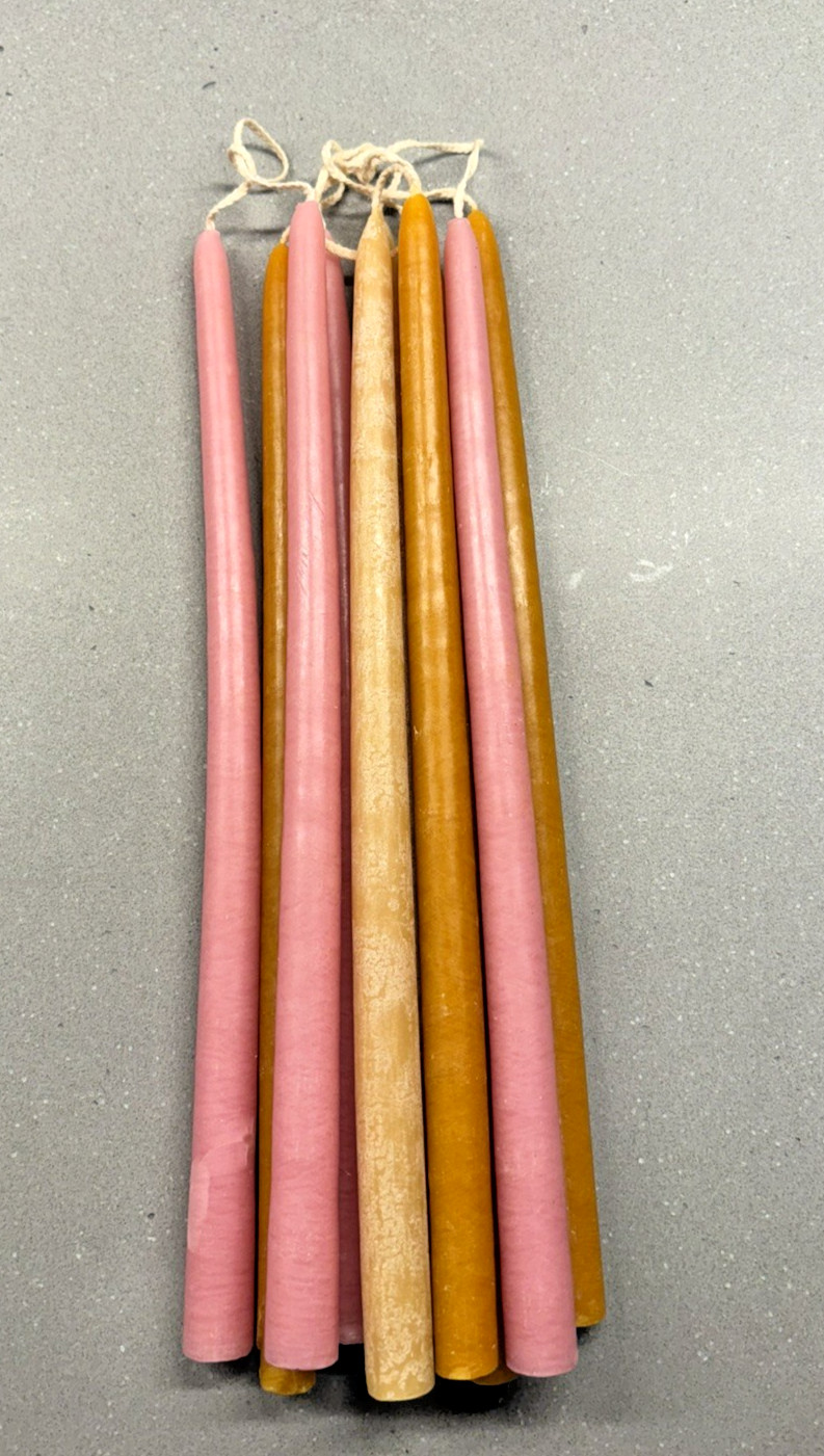 Vintage Hand dipped Tapered Colored candles wicks attached 10” lot 10 free ship