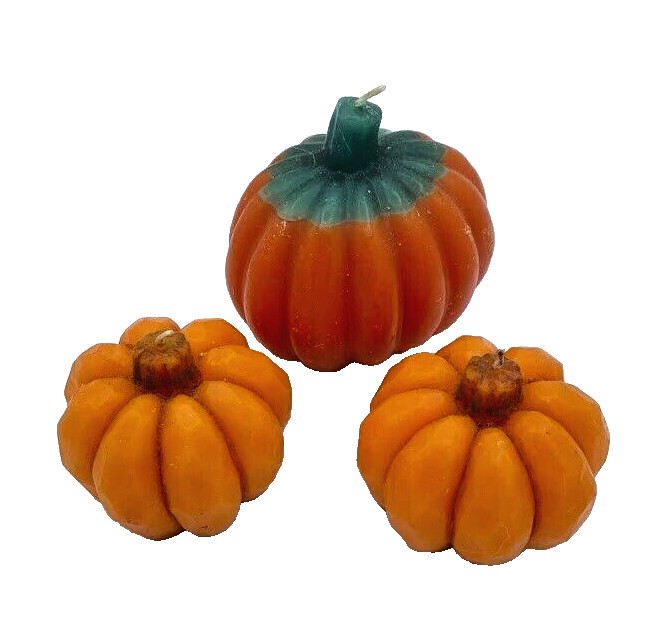 3 pumpkin shape Candles wax Halloween Farmhouse Fall Harvest Farmhouse Décor NEW