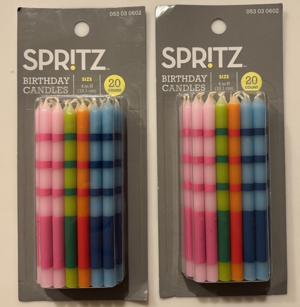 Spritz Birthday Candles – 20 Count – 2 Lot 40 Total – Multi Color 4 Inch Target