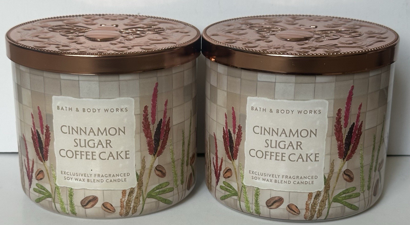 Cinnamon Sugar Coffee Cake Bath Body Works Scented Candle 3 Wick Two Jars New