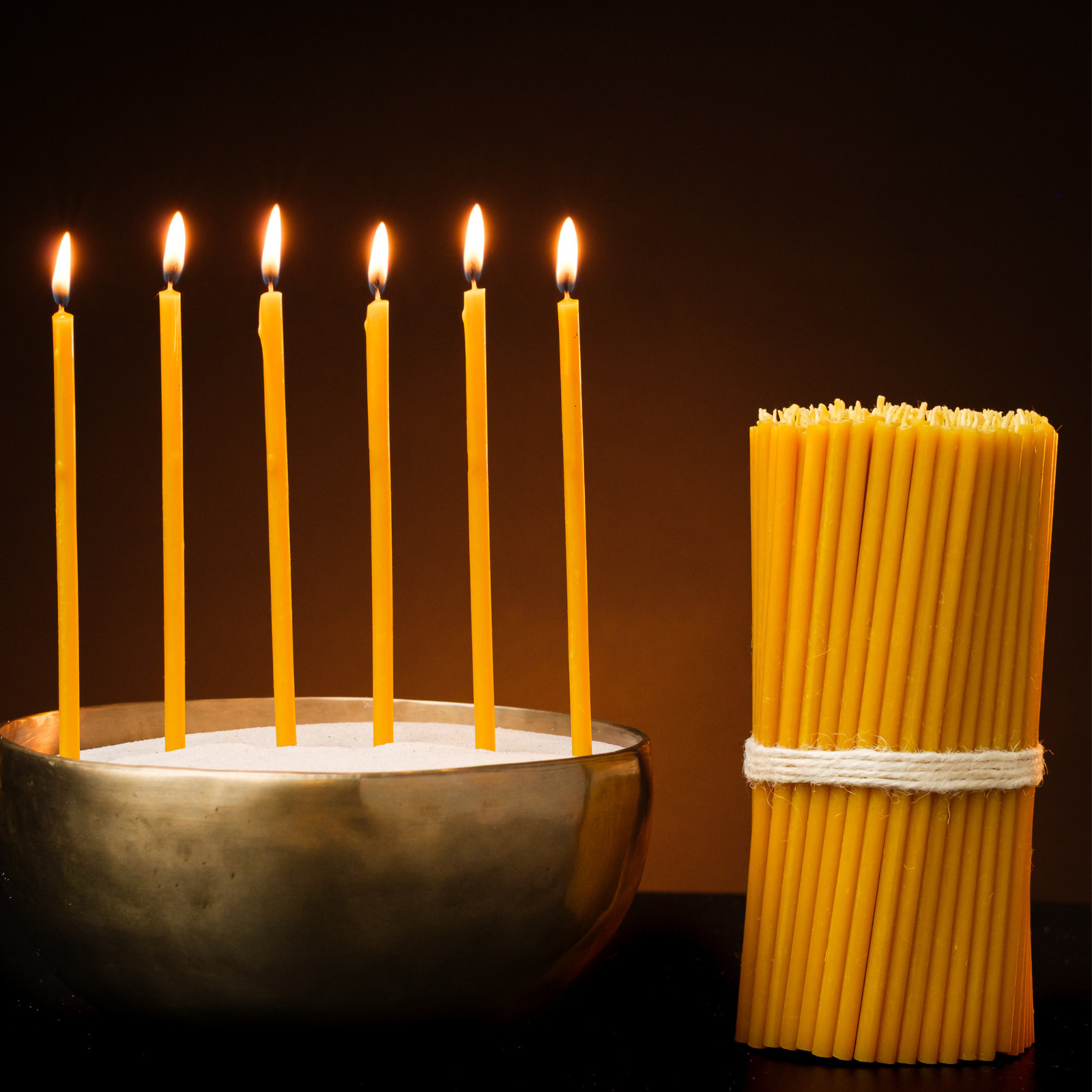 Pure Beeswax Candles 6.3″ Thin Taper 0.2″ Church Orthodox Bulk 200 Pack