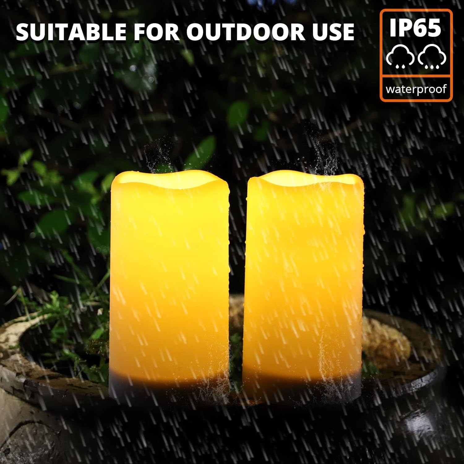 Large Outdoor Solar Powered Candles – Flameless Pillar Waterproof Rechargeabl…