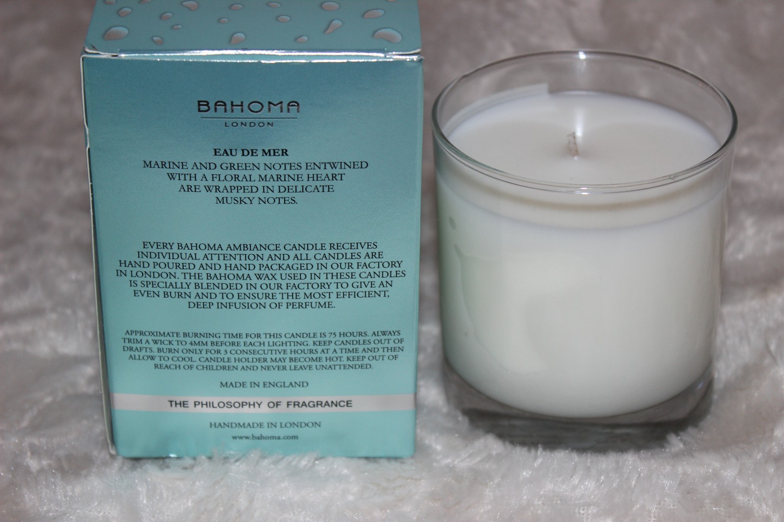 BAHOMA London Eau de Mer Ambiance Spa Candle 7.75 oz 220 g 75 hrs NEW NIB Nice $