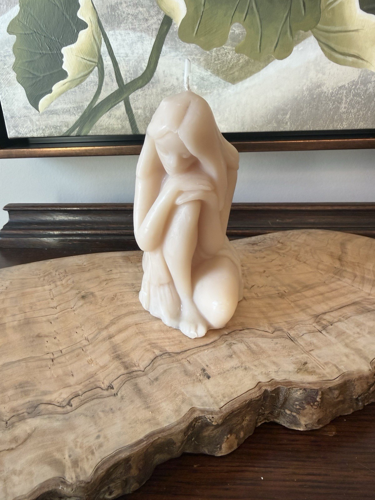 Vintage Nude Woman Figure Candle Ivory Wax Sculpture Art Deco Style Unused
