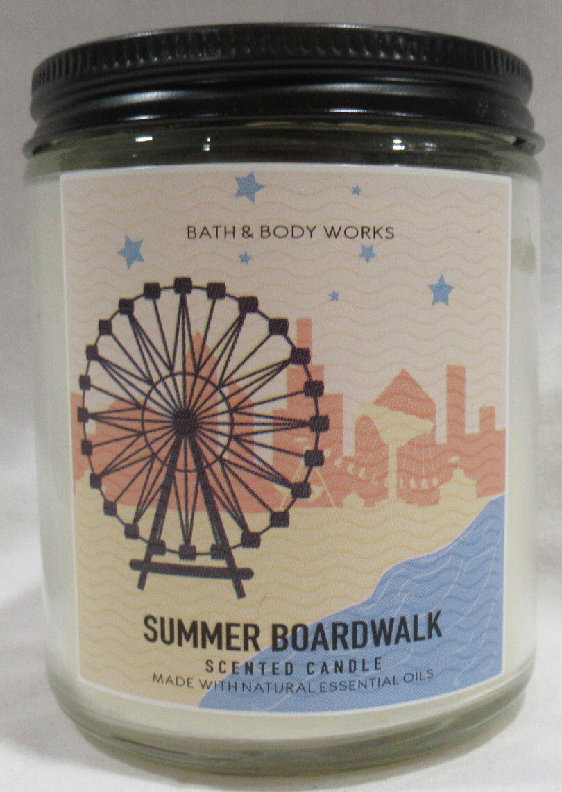 Bath & Body Works Scented Mason Jar Candle 1-wick 25-45 hrs SUMMER BOARDWALK