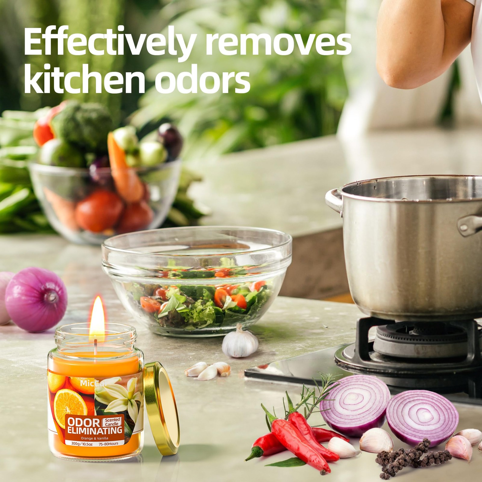 Orange & Vanilla Odor Eliminating Candles for Home Scented