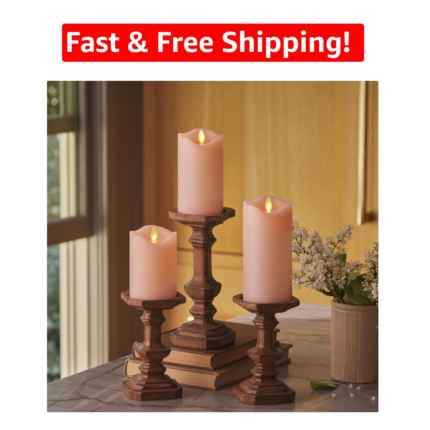 Timeless Pastel Pink Flameless Candles – Energy Efficient & Safe for Homes