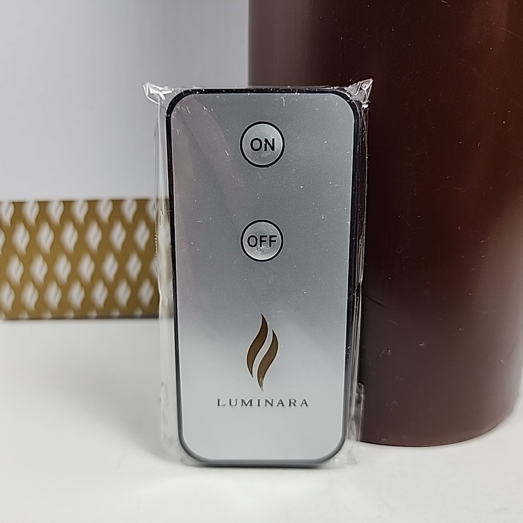 Luminara 8” Dark Brown Real-Flame Effect Candle w/Remote Control