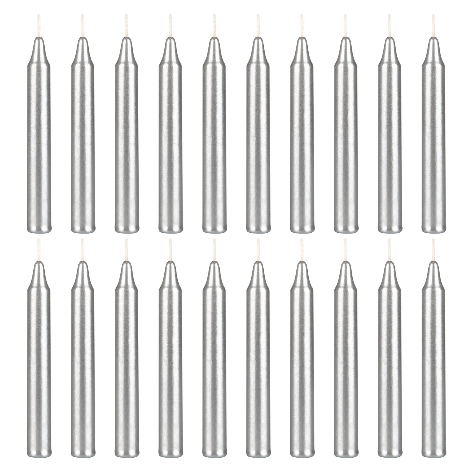 Mega Candles 20 pcs Unscented Silver Exquisite Mini Taper Spell Candles, 4 In…