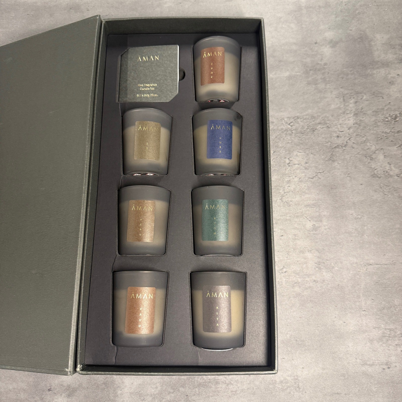 Aman Fine Fragrance Candle Set Unisex 7x60g Multi Luxury Scented Gift Box New