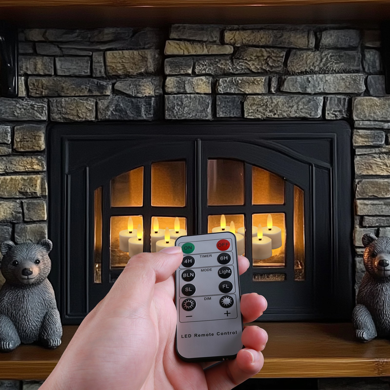 6/12x Rechargeable LED Tea Lights Flickering Flameless Candles with Timer Remote