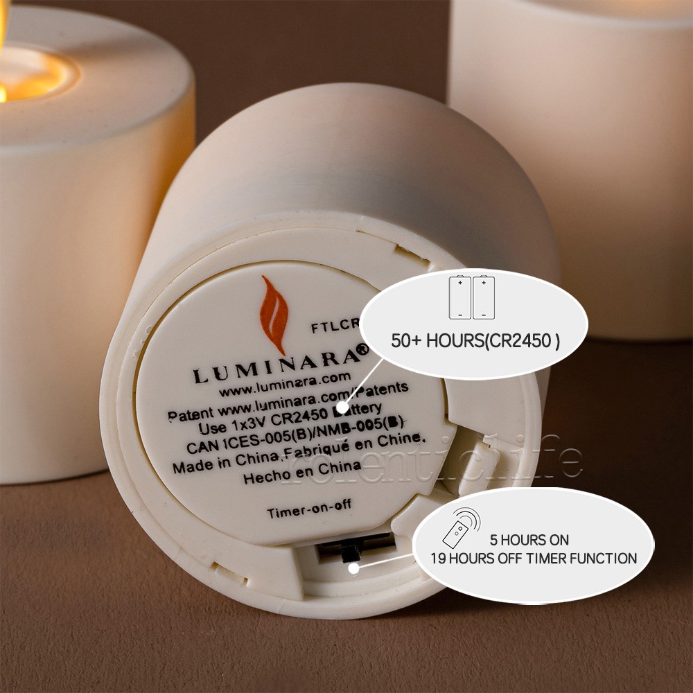 Set of 4 Luminara Flameless Moving Wick LED Battery Tea Light Candles w/Remote
