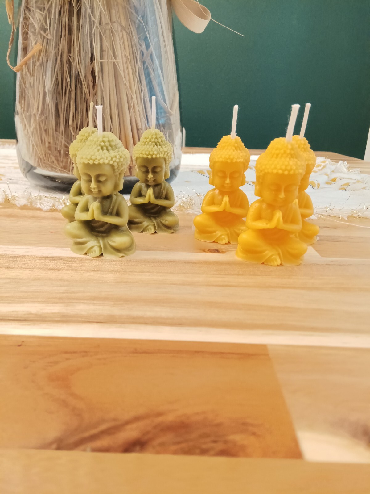 Buddha Candle Set – 3 PCS, Handmade in USA, 100% Beeswax, Organic & Meditation.