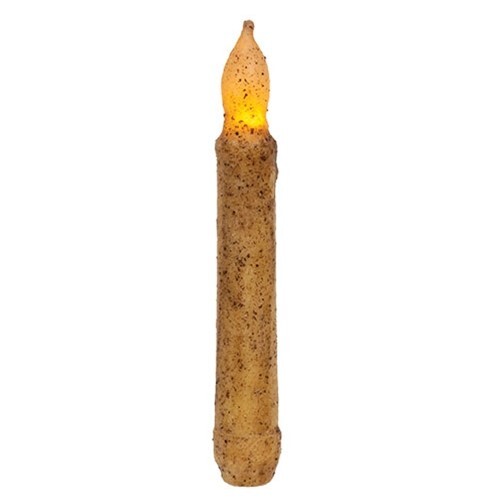 SET 3 Burnt Ivory / Cinnamon Taper TIMER Candle 6″ battery operated Primitive